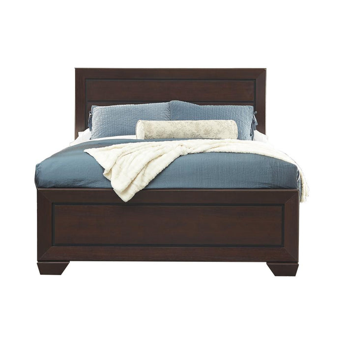 Kauffman California King, Eastren King, & Queen Panel Bed Dark Cocoa - Dimensional Outlet Furniture (Oakland, CA)