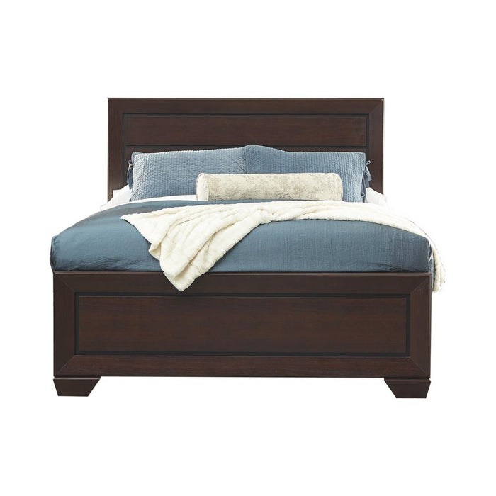 Kauffman California King, Eastren King, & Queen Panel Bed Dark Cocoa - Dimensional Outlet Furniture (Oakland, CA)