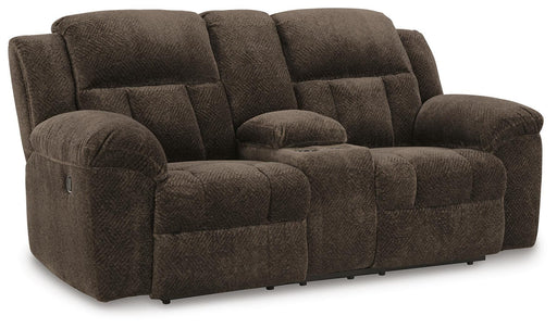 Frohn Reclining Loveseat with Console - Dimensional Outlet Furniture (Oakland, CA)