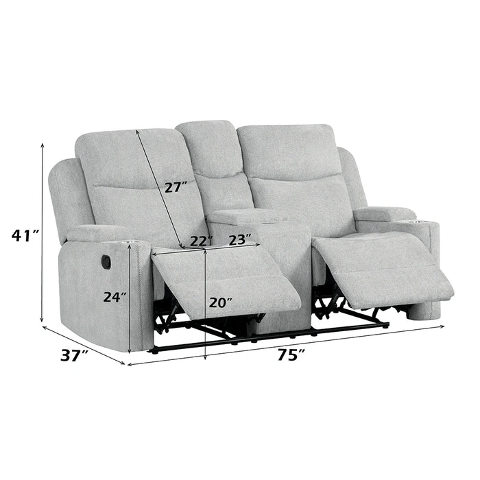 Motion Loveseat w/Console & Storage Arm