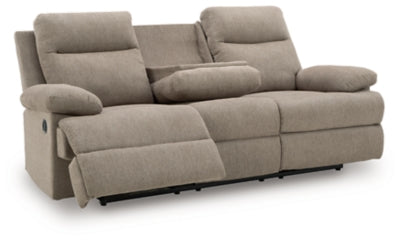 Side-Swipe Reclining Sofa with Drop Down Table - Dimensional Outlet Furniture (Oakland, CA)