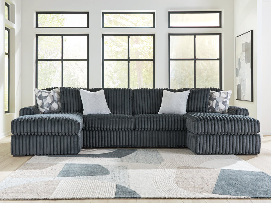 Midnight-Madness Double Chaise 3-Piece Sectional - Dimensional Outlet Furniture (Oakland, CA)