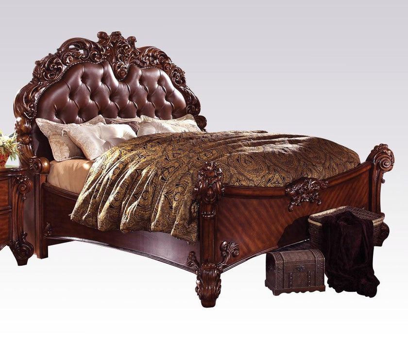 Acme Vendome Queen Panel Bed with Button Tufted Headboard in Cherry 22000Q