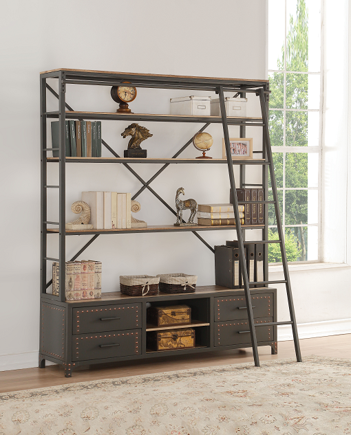 Actaki Sandy Gray Bookshelf & Ladder image