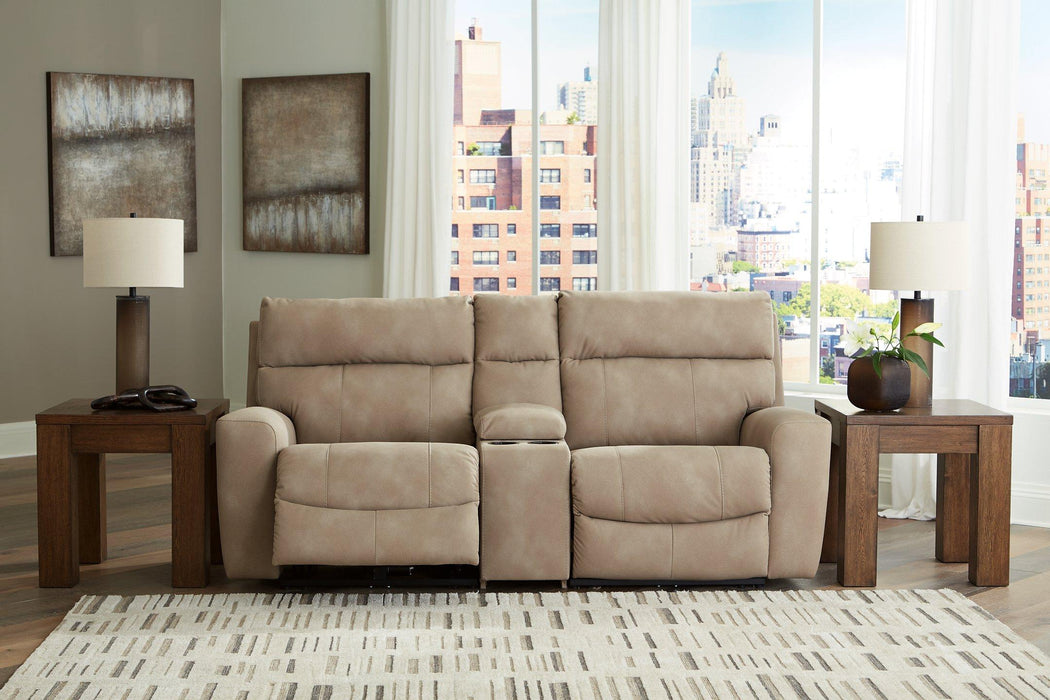 Next-Gen DuraPella Power Reclining Sectional Loveseat with Console - Dimensional Outlet Furniture (Oakland, CA)