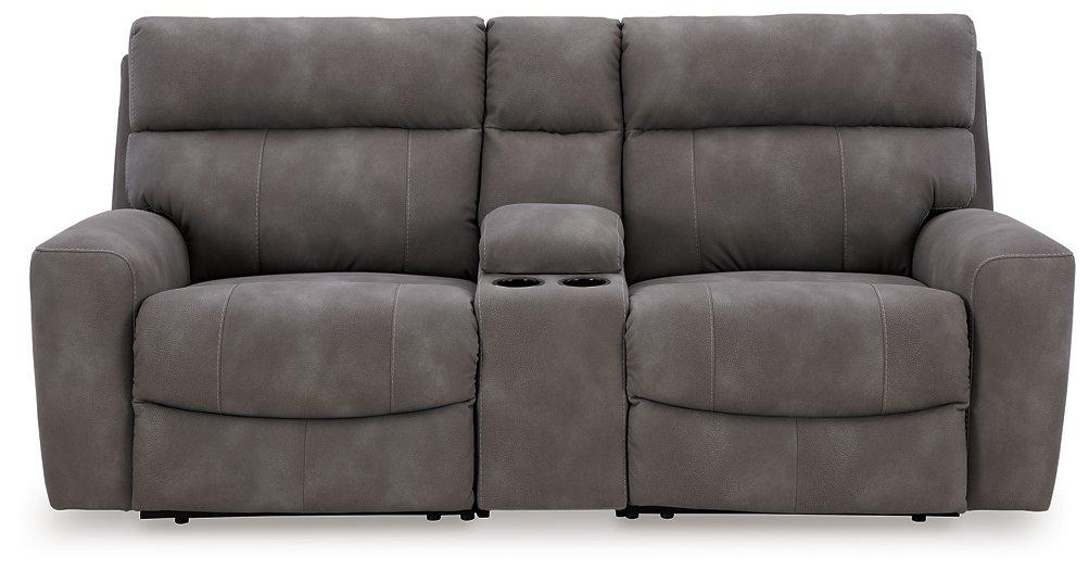 Next-Gen DuraPella Power Reclining Sectional Loveseat with Console - Dimensional Outlet Furniture (Oakland, CA)