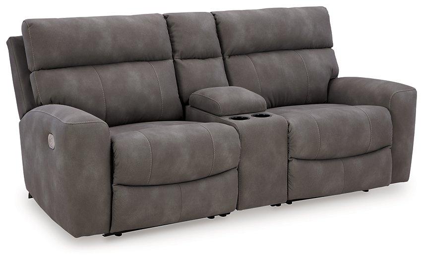 Next-Gen DuraPella Power Reclining Sectional Loveseat with Console - Dimensional Outlet Furniture (Oakland, CA)