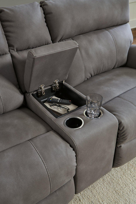 Next-Gen DuraPella Power Reclining Sectional Loveseat with Console - Dimensional Outlet Furniture (Oakland, CA)