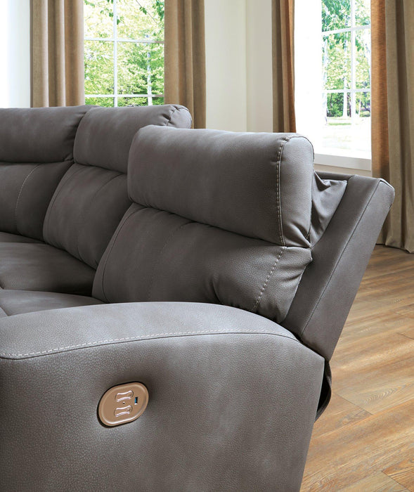 Next-Gen DuraPella Power Reclining Sectional Loveseat with Console - Dimensional Outlet Furniture (Oakland, CA)