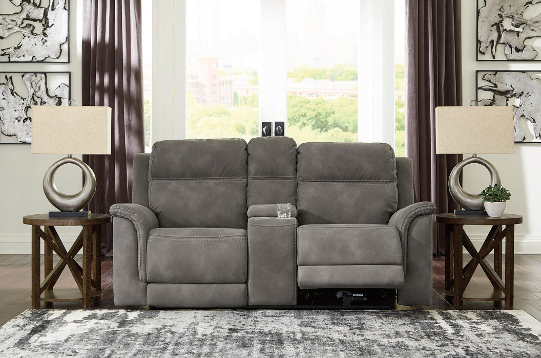 Next-Gen DuraPella Power Reclining Loveseat with Console - Dimensional Outlet Furniture (Oakland, CA)