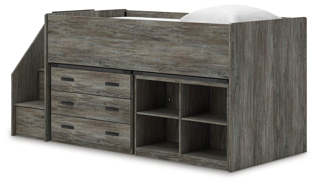 Frandern Loft Bed with Bookcase and Drawer Storage - Dimensional Outlet Furniture (Oakland, CA)