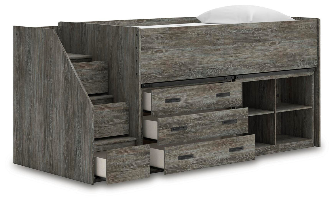 Frandern Loft Bed with Bookcase and Drawer Storage - Dimensional Outlet Furniture (Oakland, CA)