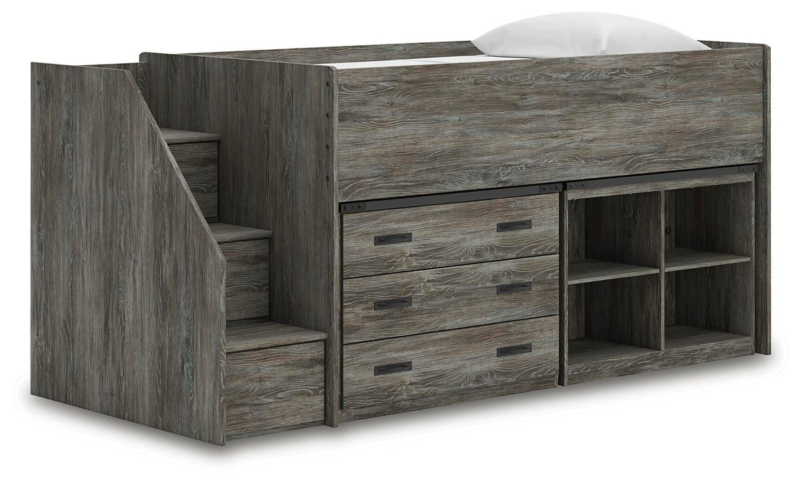 Frandern Loft Bed with Bookcase and Drawer Storage - Dimensional Outlet Furniture (Oakland, CA)