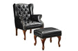 Roberts Button Tufted Back Accent Chair with Ottoman Black and Espresso - Dimensional Outlet Furniture (Oakland, CA)