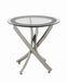 Brooke Glass Top End Table Chrome and Black - Dimensional Outlet Furniture (Oakland, CA)