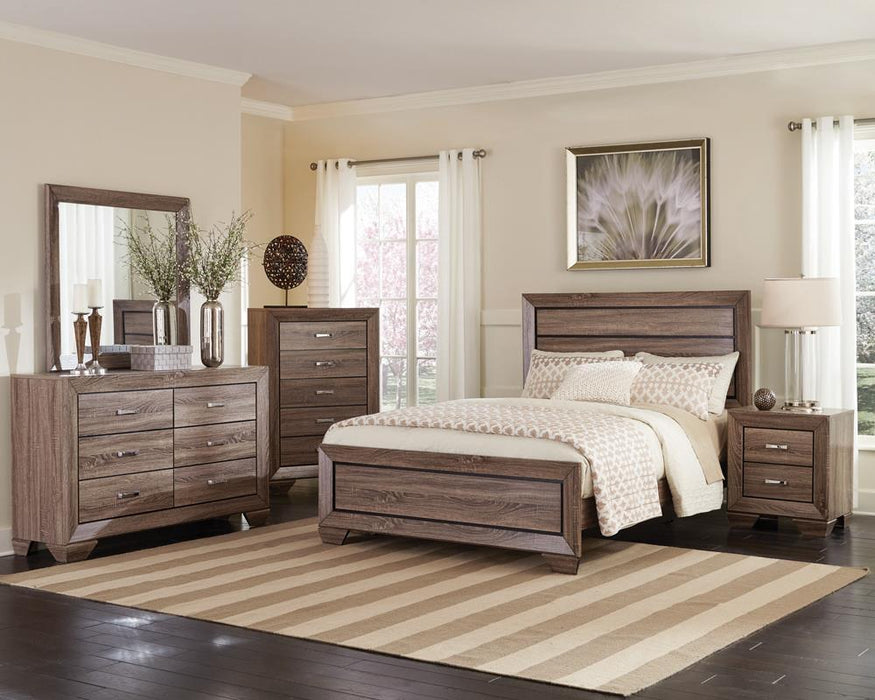 Kauffman California King, E.king, & Queen Panel Bed Washed Taupe - Dimensional Outlet Furniture (Oakland, CA)