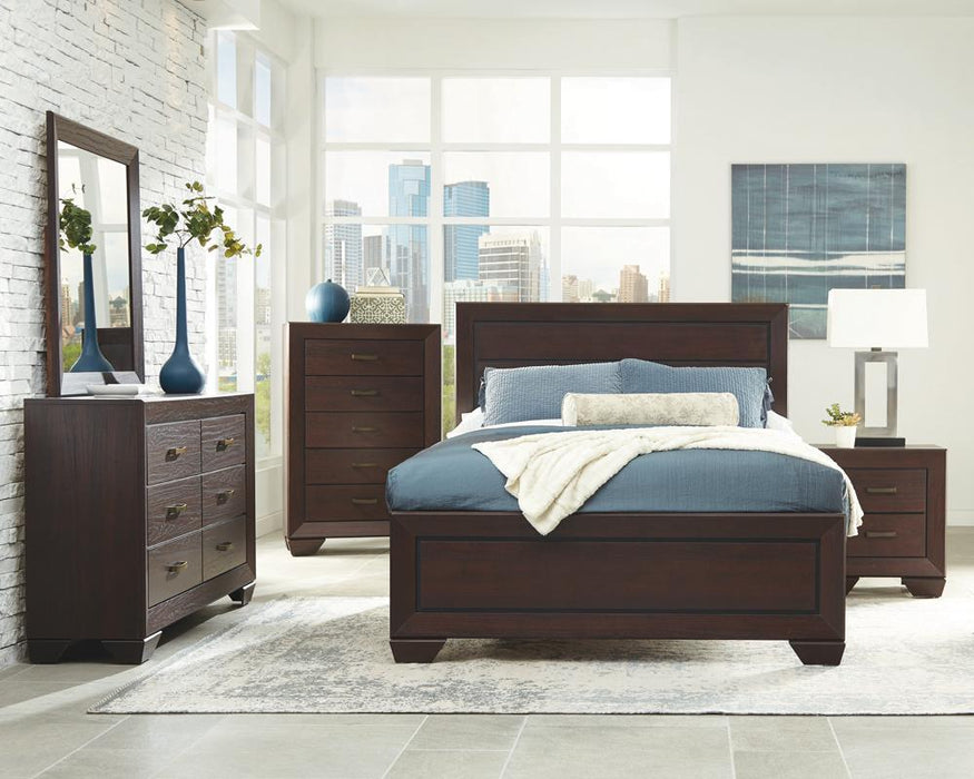 Kauffman California King, Eastren King, & Queen Panel Bed Dark Cocoa - Dimensional Outlet Furniture (Oakland, CA)