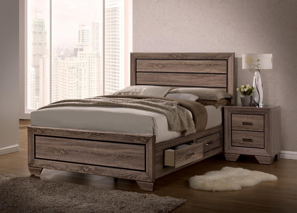 Kauffman California King, E.king, & Queen Panel Bed Washed Taupe - Dimensional Outlet Furniture (Oakland, CA)