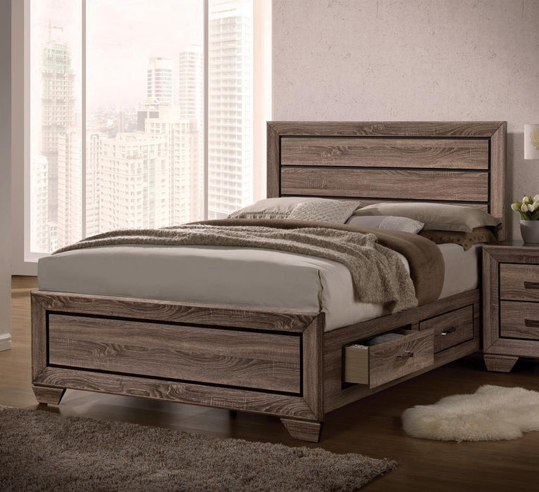 Kauffman California King, E.king, & Queen Panel Bed Washed Taupe - Dimensional Outlet Furniture (Oakland, CA)