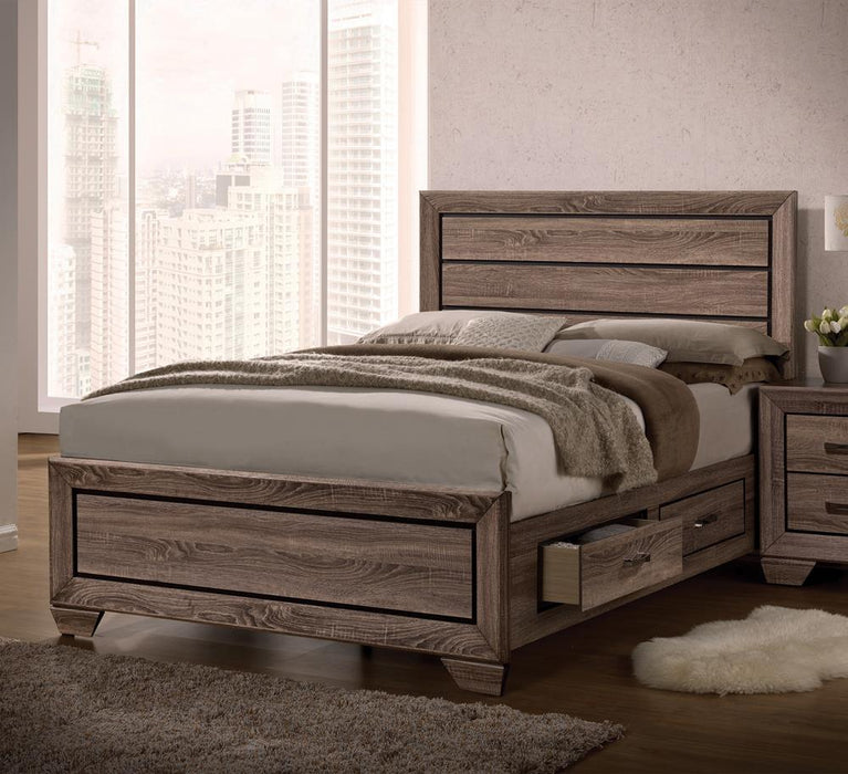 Kauffman California King, E.king, & Queen Panel Bed Washed Taupe - Dimensional Outlet Furniture (Oakland, CA)