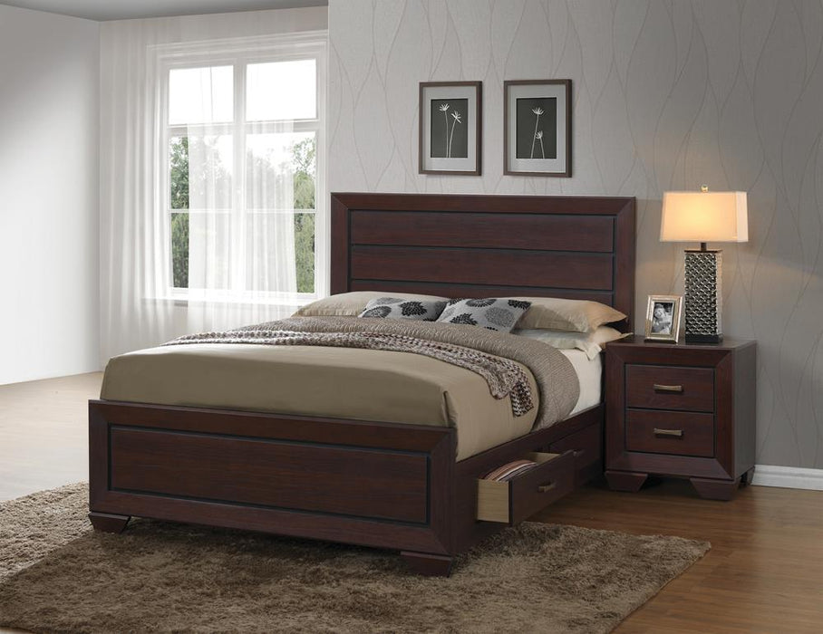 Kauffman California King, Eastren King, & Queen Panel Bed Dark Cocoa - Dimensional Outlet Furniture (Oakland, CA)