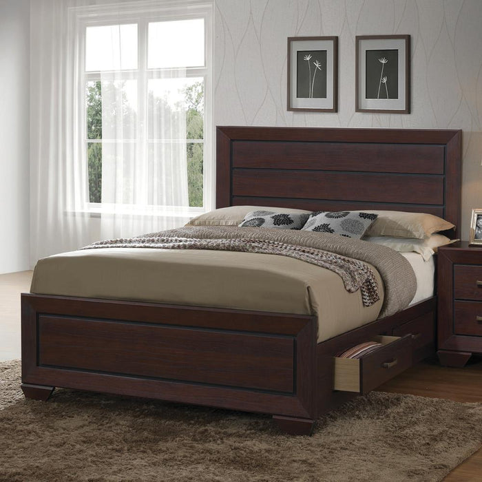 Kauffman California King, Eastren King, & Queen Panel Bed Dark Cocoa - Dimensional Outlet Furniture (Oakland, CA)