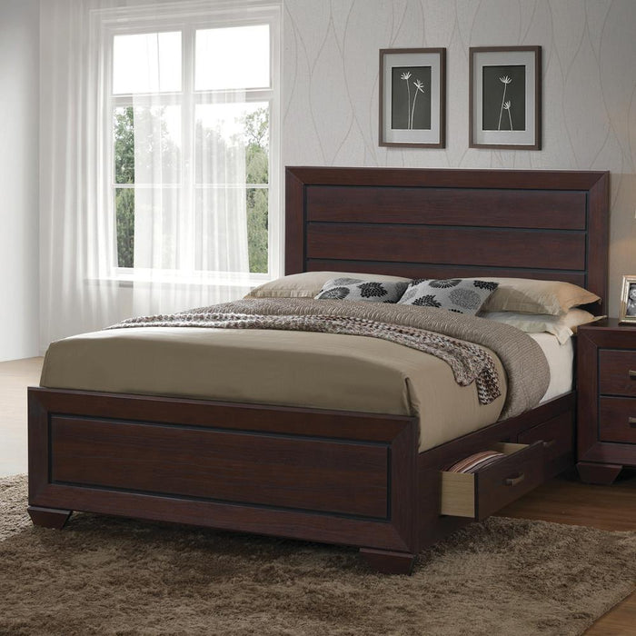 Kauffman California King, Eastren King, & Queen Panel Bed Dark Cocoa - Dimensional Outlet Furniture (Oakland, CA)