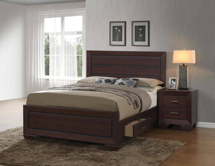 Kauffman California King, Eastren King, & Queen Panel Bed Dark Cocoa - Dimensional Outlet Furniture (Oakland, CA)