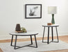 Hugo Metal Base Round End Table White and Matte Black - Dimensional Outlet Furniture (Oakland, CA)