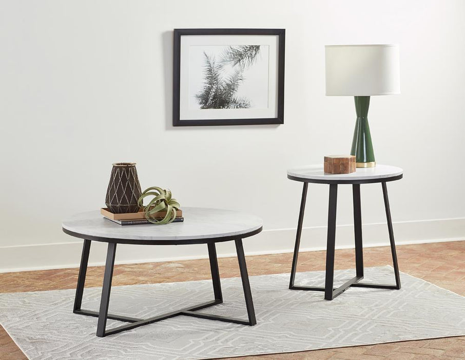 Hugo Round Coffee Table White and Matte Black - Dimensional Outlet Furniture (Oakland, CA)