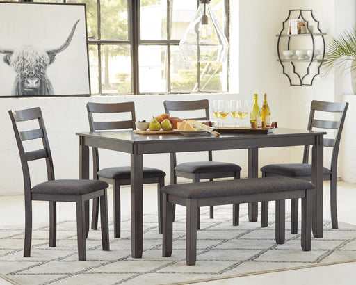 Bridson Dining Table and Chairs with Bench (Set of 6) - Dimensional Outlet Furniture (Oakland, CA)