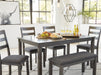 Bridson Dining Table and Chairs with Bench (Set of 6) - Dimensional Outlet Furniture (Oakland, CA)