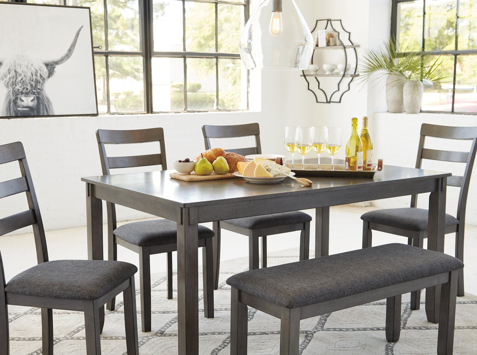Bridson Dining Table and Chairs with Bench (Set of 6) - Dimensional Outlet Furniture (Oakland, CA)