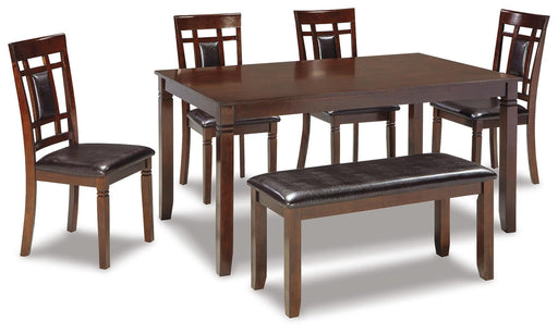 Bennox Dining Table and Chairs with Bench (Set of 6) - Dimensional Outlet Furniture (Oakland, CA)