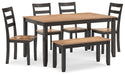 Gesthaven Dining Table with 4 Chairs and Bench (Set of 6) - Dimensional Outlet Furniture (Oakland, CA)
