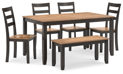 Gesthaven Dining Table with 4 Chairs and Bench (Set of 6) - Dimensional Outlet Furniture (Oakland, CA)