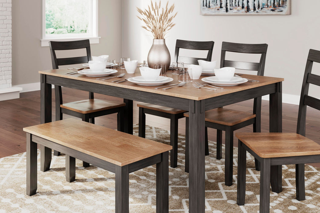Gesthaven Dining Table with 4 Chairs and Bench (Set of 6) - Dimensional Outlet Furniture (Oakland, CA)