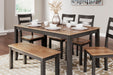 Gesthaven Dining Table with 4 Chairs and Bench (Set of 6) - Dimensional Outlet Furniture (Oakland, CA)
