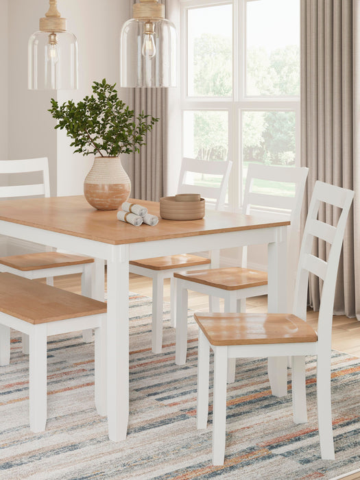 Gesthaven Dining Table with 4 Chairs and Bench (Set of 6) - Dimensional Outlet Furniture (Oakland, CA)