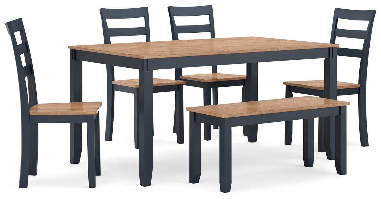 Gesthaven Dining Table with 4 Chairs and Bench (Set of 6) - Dimensional Outlet Furniture (Oakland, CA)