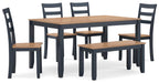 Gesthaven Dining Table with 4 Chairs and Bench (Set of 6) - Dimensional Outlet Furniture (Oakland, CA)