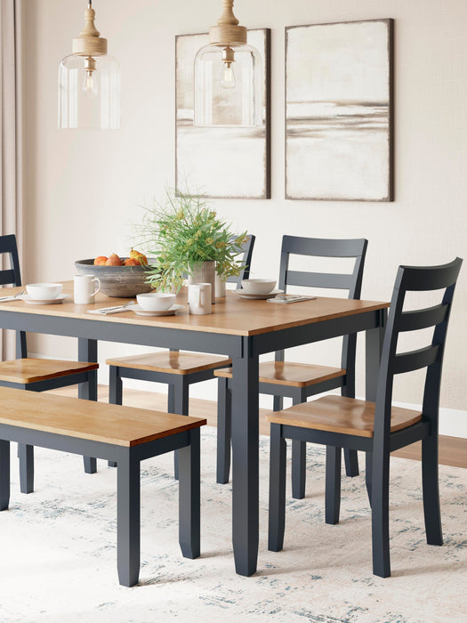 Gesthaven Dining Table with 4 Chairs and Bench (Set of 6) - Dimensional Outlet Furniture (Oakland, CA)