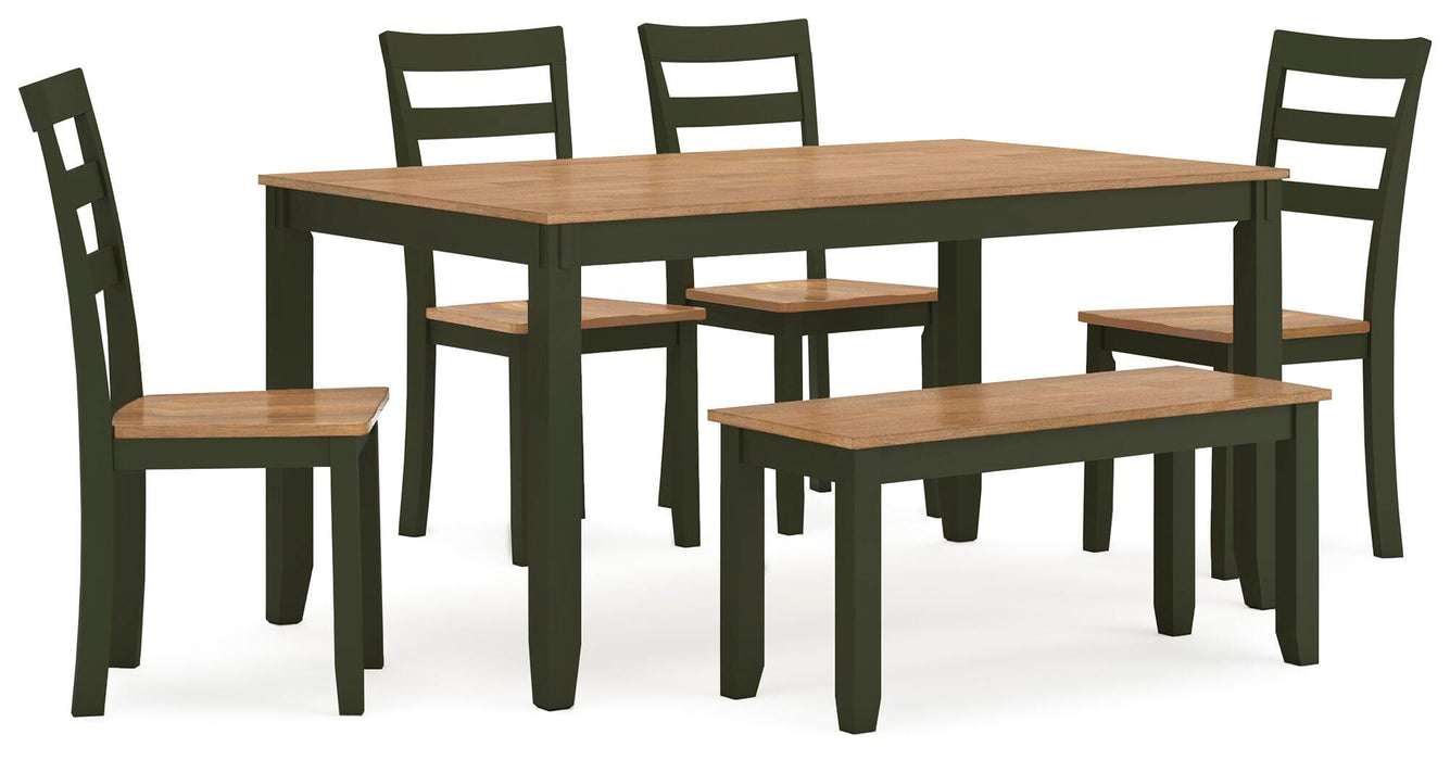 Gesthaven Dining Table with 4 Chairs and Bench (Set of 6) - Dimensional Outlet Furniture (Oakland, CA)