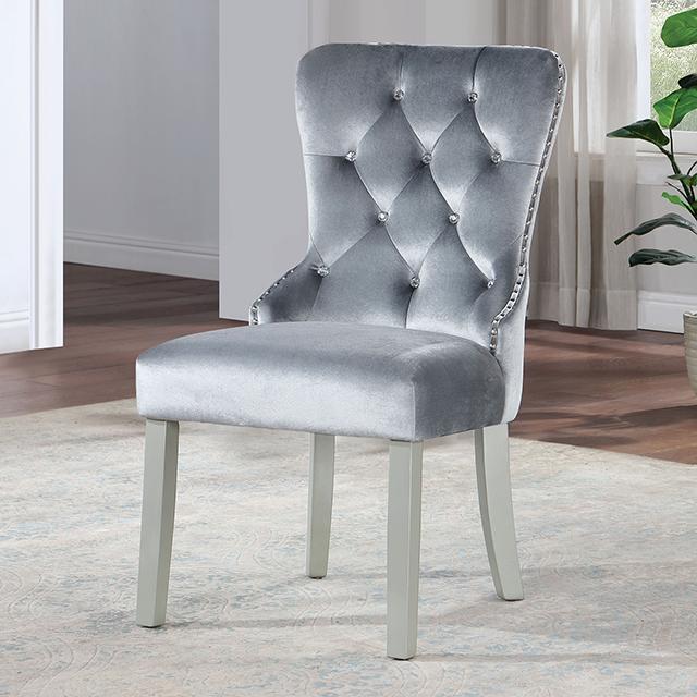 ADALIA Wingback Chair (2/CTN), Silver/Dark Gray