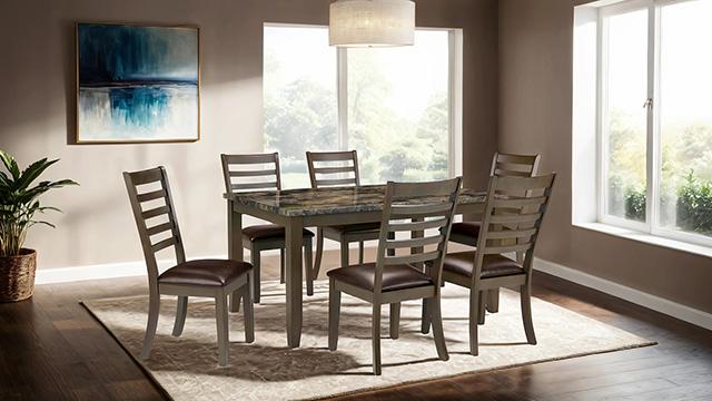 Adia 7 Pc Dinning Table Set Grey & Brown - Dimensional Outlet Furniture (Oakland, CA)