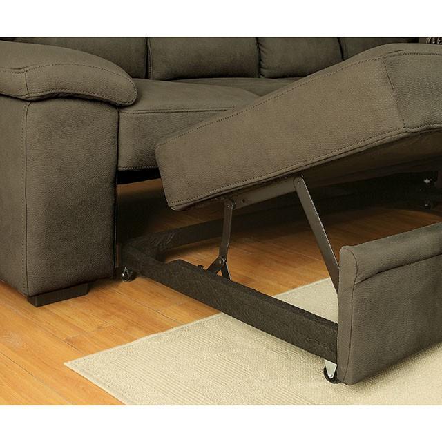 ALCESTER Brown & Gray Sectional w/ Sleeper, Ash