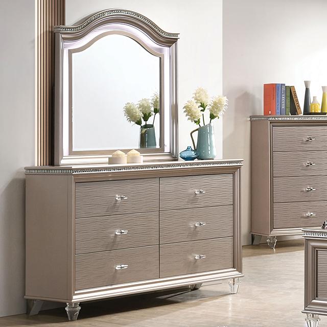 ALLIE Dresser Beige & Rose Gold - Dimensional Outlet Furniture (Oakland, CA)