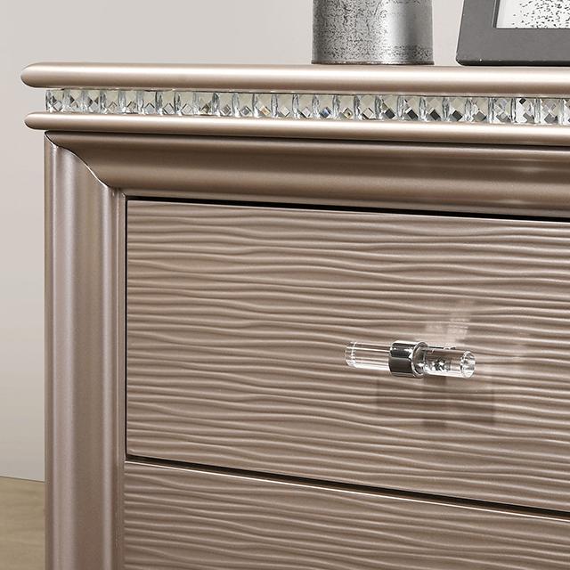 ALLIE Night Stand Beige & Rose Gold - Dimensional Outlet Furniture (Oakland, CA)