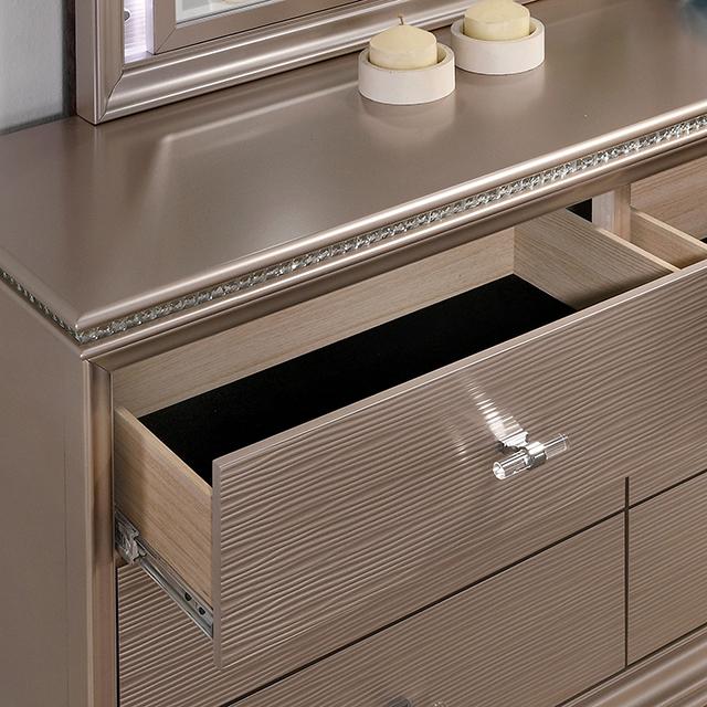 ALLIE Dresser Beige & Rose Gold - Dimensional Outlet Furniture (Oakland, CA)