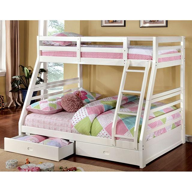 California II Cherry Twin/Full Bunk Bed w/ 2 Drawers Cherry, Walnut, Grey, &Oak - Dimensional Outlet Furniture (Oakland, CA)